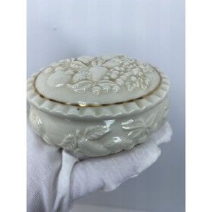 Lenox Fine China FRUITS of LIFE Gold Decor Oval Shape Lidded Trinket Box 1998